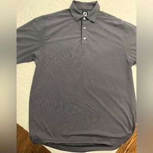 FootJoy Men's Black with Gray Pinstripes Polo Shirt